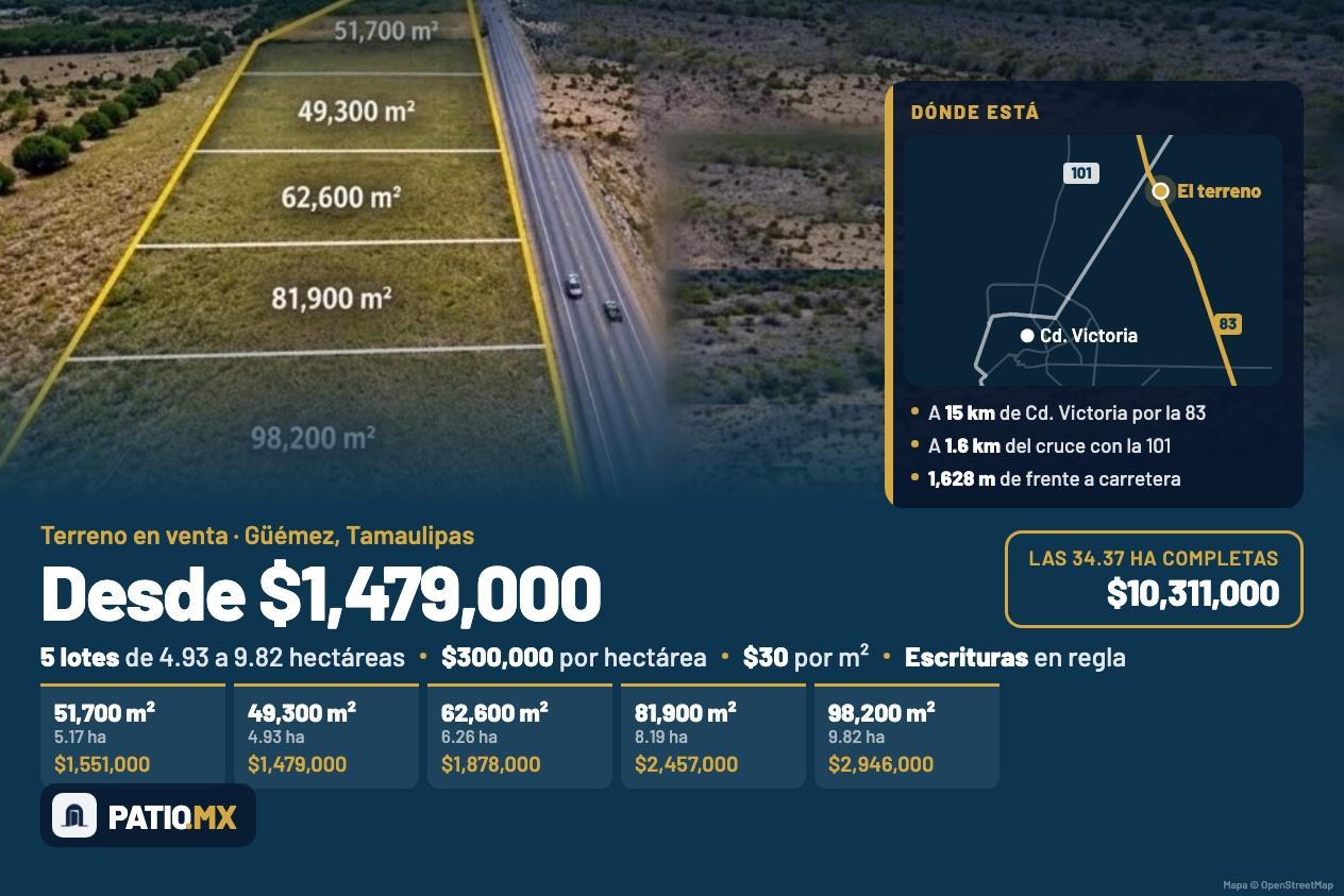 Lotes desde 4.93 ha, carretera 83, Güémez — foto 2