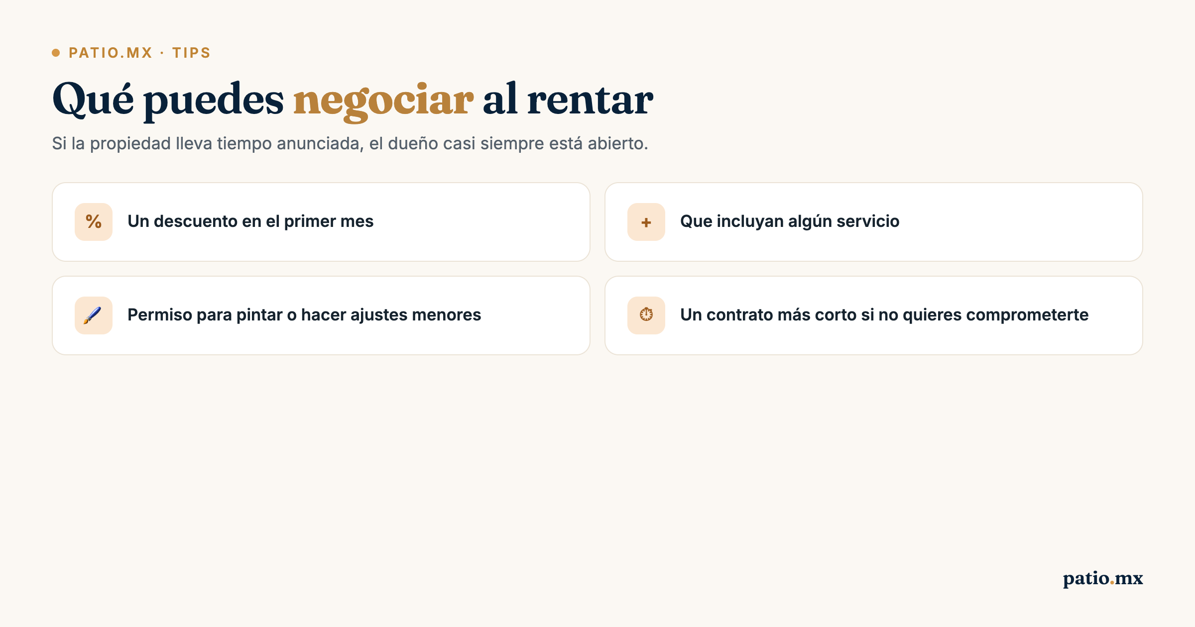Infografía: Qué puedes negociar al rentar